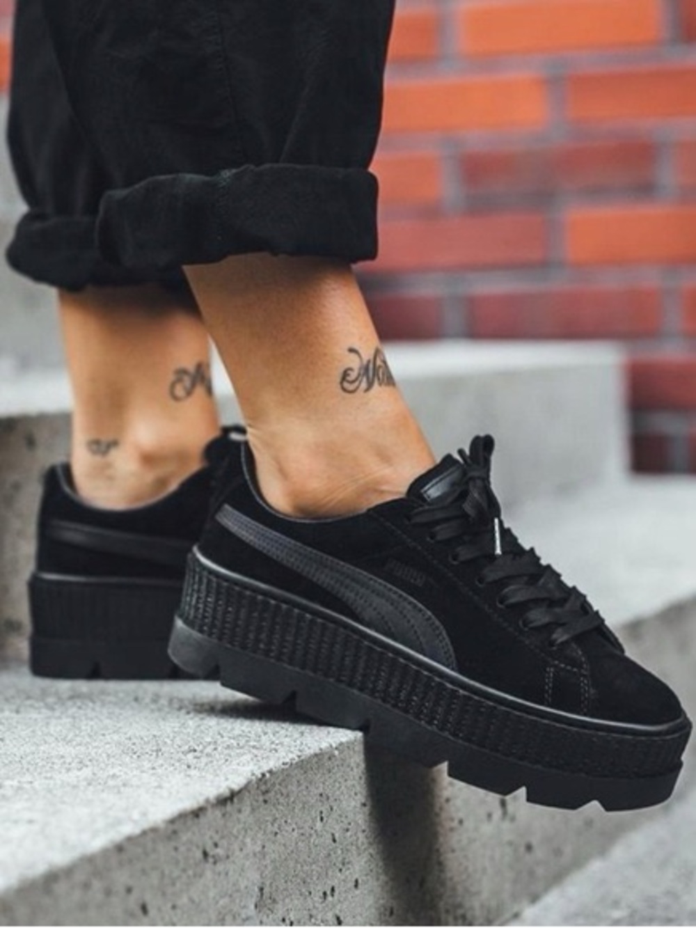 Puma x Fenty Rihanna Cleated creeper suede black platform sneakers